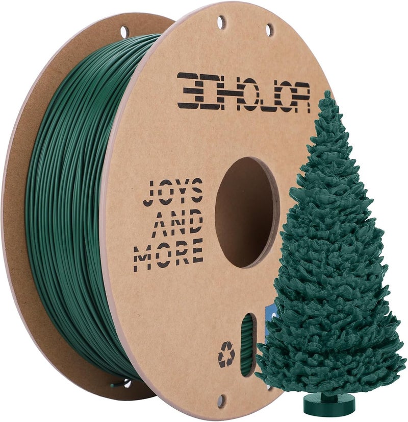 3DHoJor خيوط PLA Pro (Plus) بقطر 1.75 مم، خيوط طابعة ثلاثية الأبعاد، بكرة كرتونية لخيوط الطباعة ثلاثية الأبعاد، دقة أبعاد +/- 0.03 مم، أخضر صنوبر، 1 كجم - Image 1